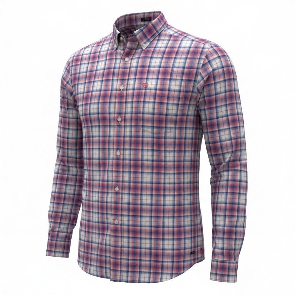 Ariat Pro Series Shirt Mens M Red Blue Plaid Stretch Long Sleeve Button Down